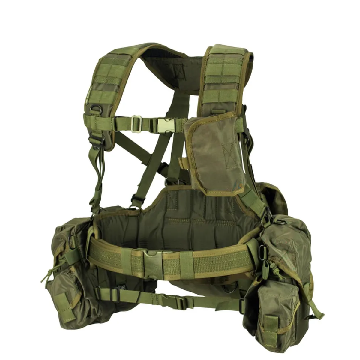 Soviet and Russian webbing system, Spetsnaz Tactical Vest "Smersh A" SPONS with molle pouches for AK mags, olive.