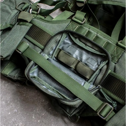 Soviet and Russian webbing system, Spetsnaz Tactical Vest "Smersh M1" with molle pouches for AK mags, olive. Metro, Six siege and Tarkov.