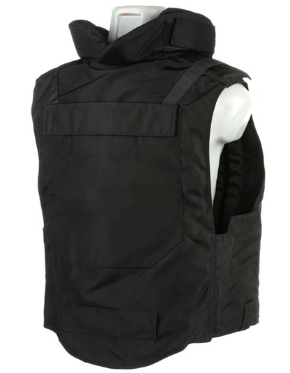 Original Russian tactical body armor for Special Forces, KORUND-VM-K from NPP klass with Kevlar inserts, black bulletproof plate carrier.