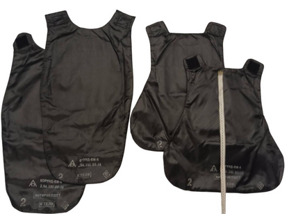 Original Russian tactical body armor for Special Forces, KORUND-VM-K from NPP klass with Kevlar inserts, black bulletproof plate carrier.