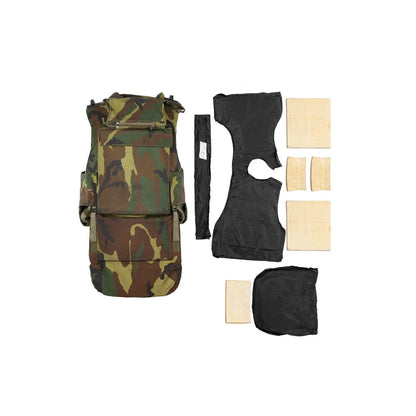 Italian army body armor, protective vest AP95, bulletproof ballistic vest with Kevlar inserts and original plates SK4. Maestro. Woodland.