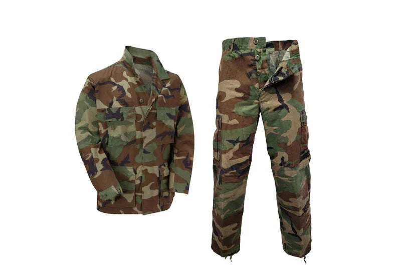 Original US BDU uniform Army Woodland Camo Ripstop Shirt and Trousers Combat suit.