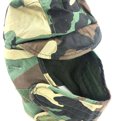 USGI M65 Cold Weather Insulated Helmet Liner, Woodland Camo. Army surplus in good condition.