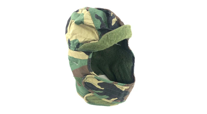 USGI M65 Cold Weather Insulated Helmet Liner, Woodland Camo. Army surplus in good condition.