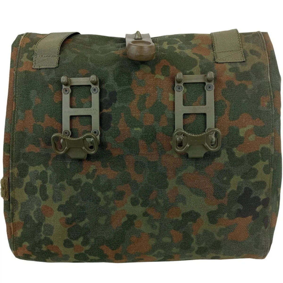 BW Gas Mask Shoulder Bag, with Carrying Strap, Flecktarn camo, surplus.