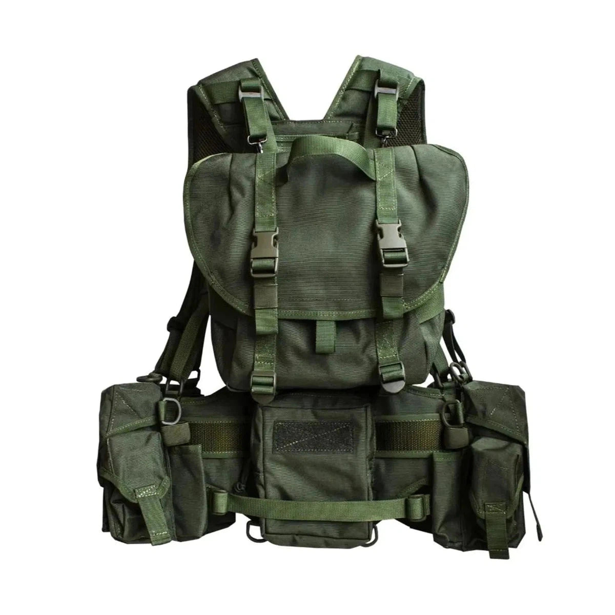 Soviet and Russian webbing system, Spetsnaz Tactical Vest "Smersh A" SPONS with molle pouches for AK mags, olive.