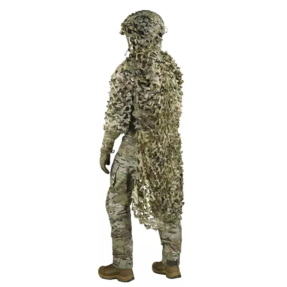 Surplus Indonesia 3D K Ghillie multicam sniper camouflage suit with hood, ghillie suit.